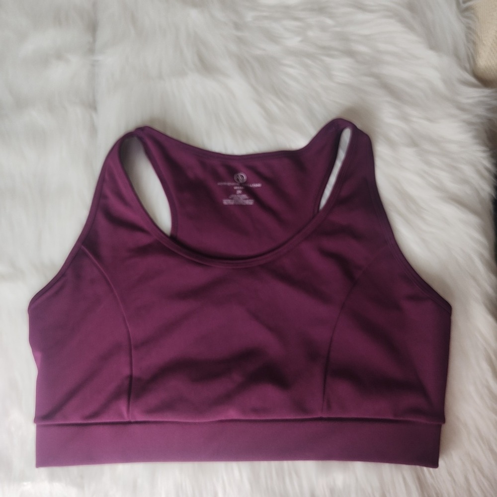 Adrienne Vittadini Sports Bra Womens 2X Purple Racerback‎ Stretch Activewear